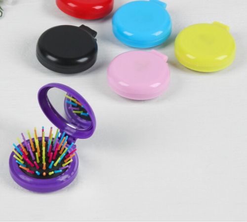 гребінець-щітка круглий розкладний (дзеркало+щітка)